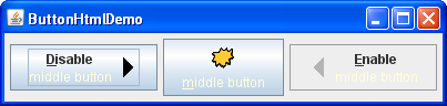 Screenshot of ButtonHtmlDemo in the Metal look and feel.