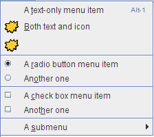 A menu with 4 parts, as indicated by 3 separators