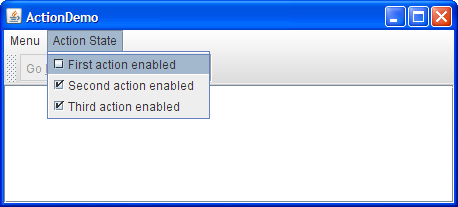 A snapshot of ActionDemo when 