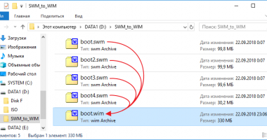 DISM: Конвертирование SWM в WIM