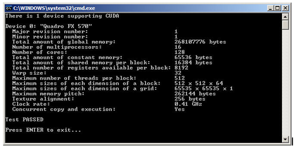 Sample CUDA configuration data reported by deviceQuery.